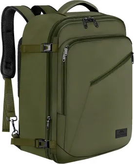 MATEIN Expandable Air Travel Backpack, Light Weight Carry on Backpack with Trolley Sleeve, Water Resistant Daypack for Hiking, Gifts for Men who Like to Travel, Dark Green