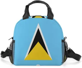 National Flag of Saint Lucia All Print Insulated Lunch Bag with Waterproof And Oil Resistant Thick Aluminum Foil for Both Men And Women