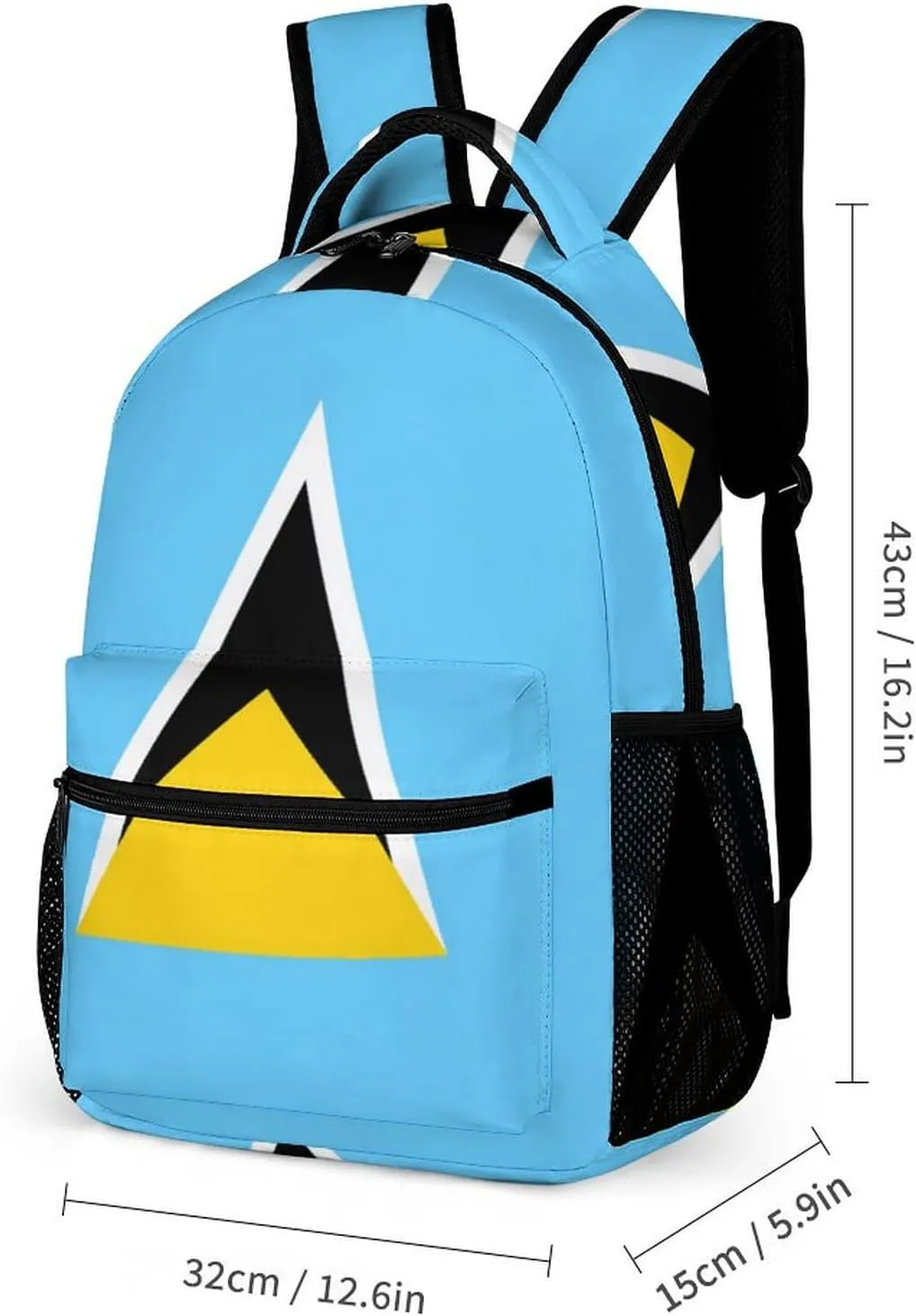 National Flag of Saint Lucia Backpack Portable Meal Bag, Stationery Bag Set, Sturdy And Durable