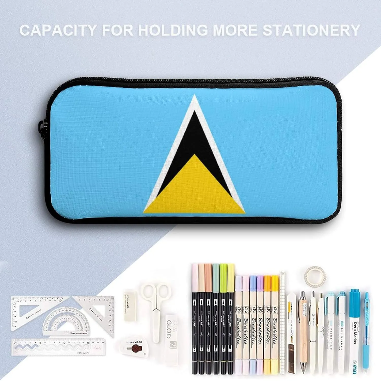 National Flag of Saint Lucia Backpack Portable Meal Bag, Stationery Bag Set, Sturdy And Durable