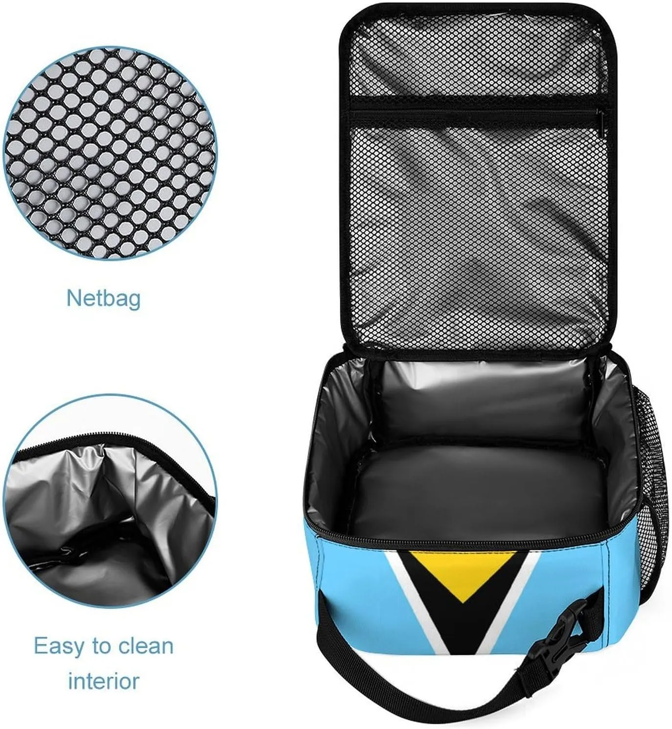 National Flag of Saint Lucia Backpack Portable Meal Bag, Stationery Bag Set, Sturdy And Durable