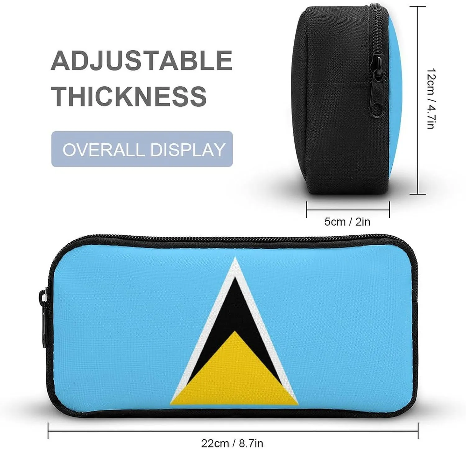 National Flag of Saint Lucia Backpack Portable Meal Bag, Stationery Bag Set, Sturdy And Durable