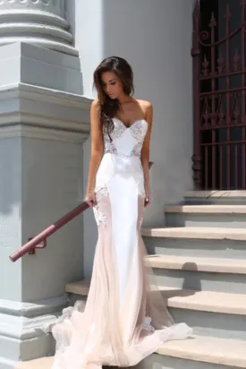 Promfast Trumpet Sweetheart Sleeveless Tulle Court Train Prom Dress, Party Dress PFP2114