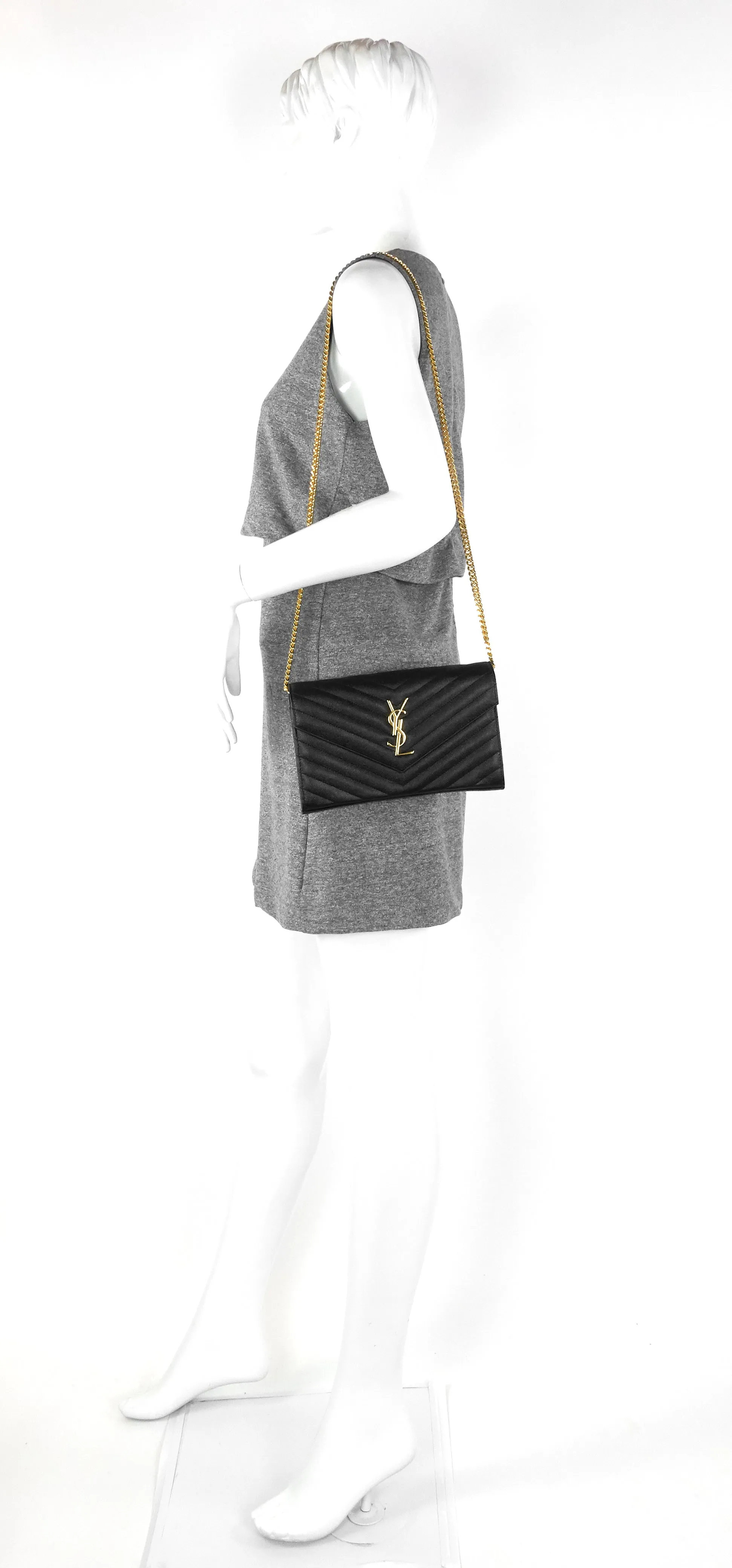 Quilted Grain de Poudre Monogram Chain Wallet Bag