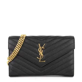 Quilted Grain de Poudre Monogram Chain Wallet Bag