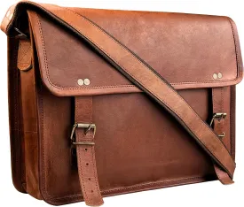 RUSTIC TOWN Leather Messenger Bag for Men Women - Full Grain Leather Laptop Satchel Office Shoulder Bag