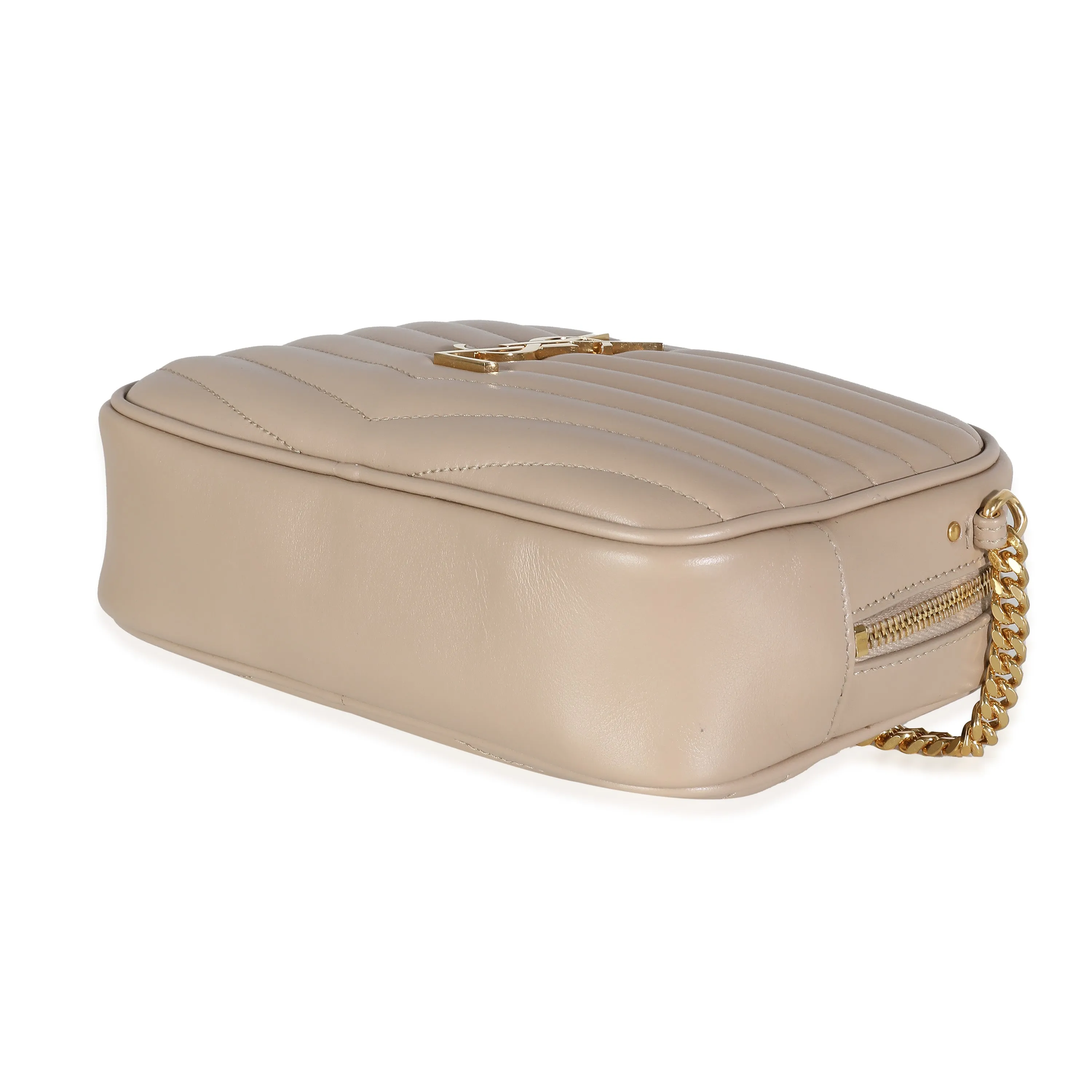 Saint Laurent Beige Grain De Poudre Matelasse Monogram Mini Lou Camera Bag