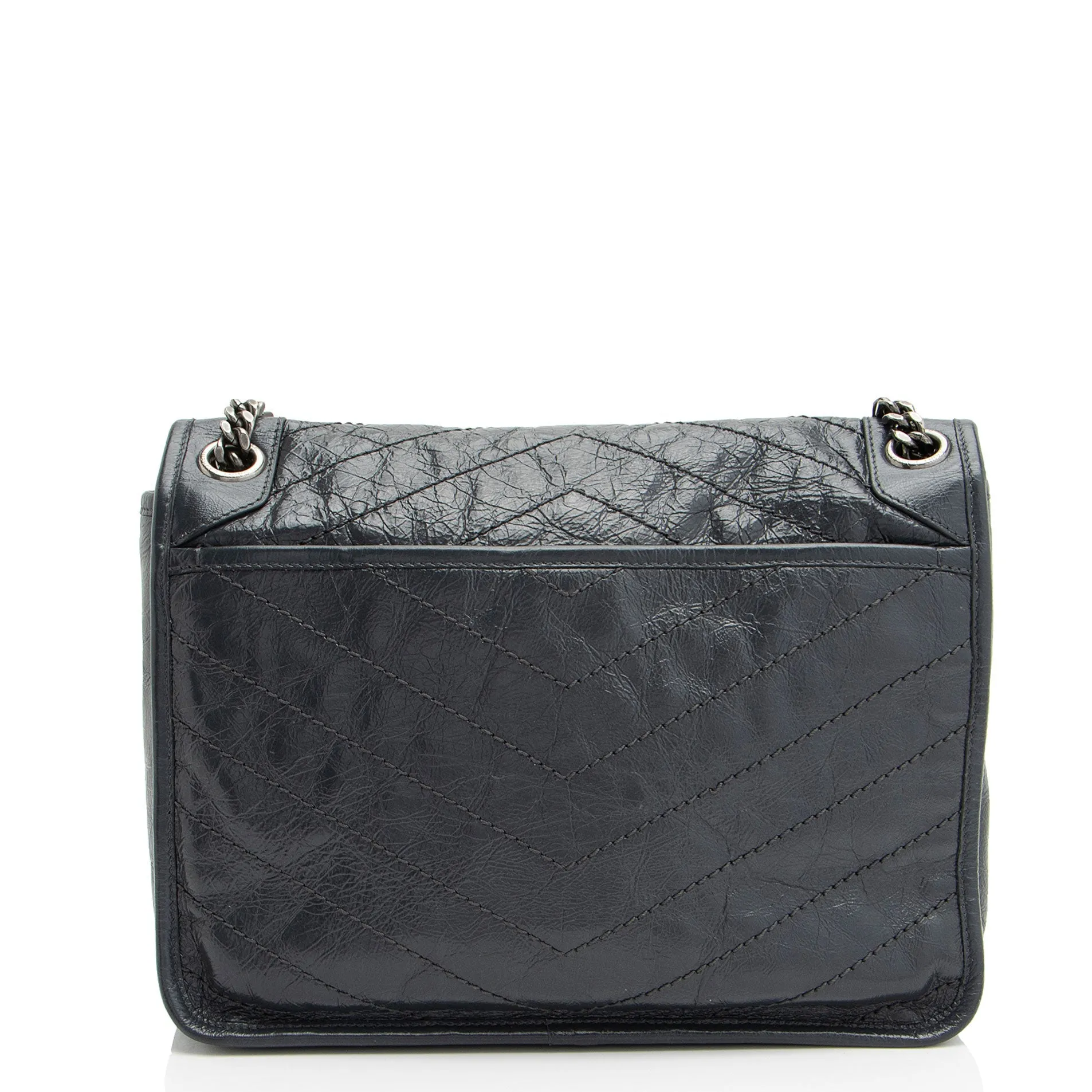 Saint Laurent Crinkled Calfskin Monogram Niki Medium Shoulder Bag