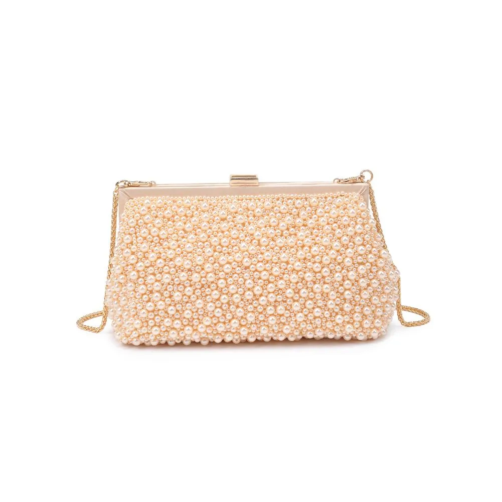 Samira Pearl Beaded Frame Evening Formal Clutch