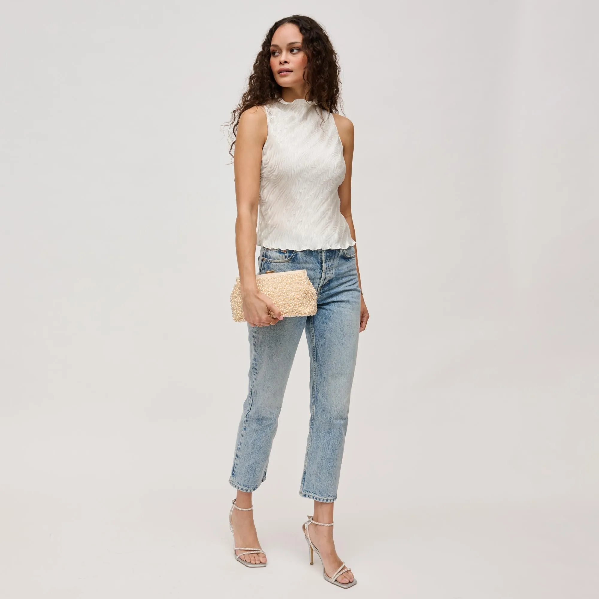 Samira Pearl Beaded Frame Evening Formal Clutch