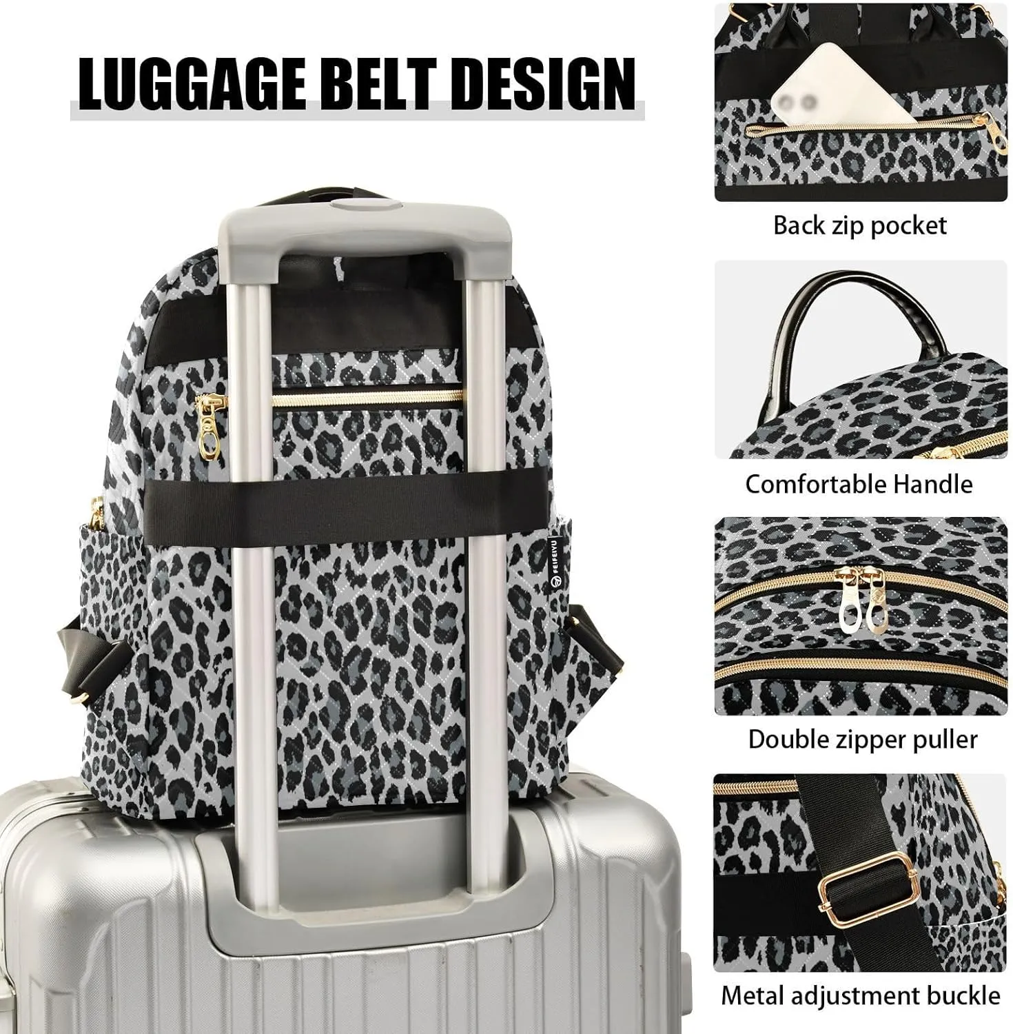senya Fashion Backpack Mini Backpack Purse Casual Daily Backpack Leopard Pattern for Travel for College Work