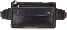 Unisex Brown Genuine Leather Waist Bag Messenger Fanny Pack Bum Bag For Men Women Travel Sports Running Hiking