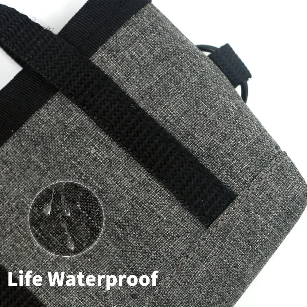 Waterproof Mini Tote Bag Organizer - Multi-Purpose Zippered Pouch for AirPods, Coins, Keys, Cosmetics | Portable Travel & Daily Use Accessory for Women/Men (5.1x3.9in with Lanyard) (Gray)