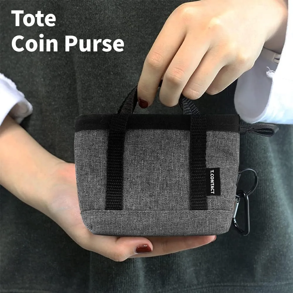 Waterproof Mini Tote Bag Organizer - Multi-Purpose Zippered Pouch for AirPods, Coins, Keys, Cosmetics | Portable Travel & Daily Use Accessory for Women/Men (5.1x3.9in with Lanyard) (Gray)