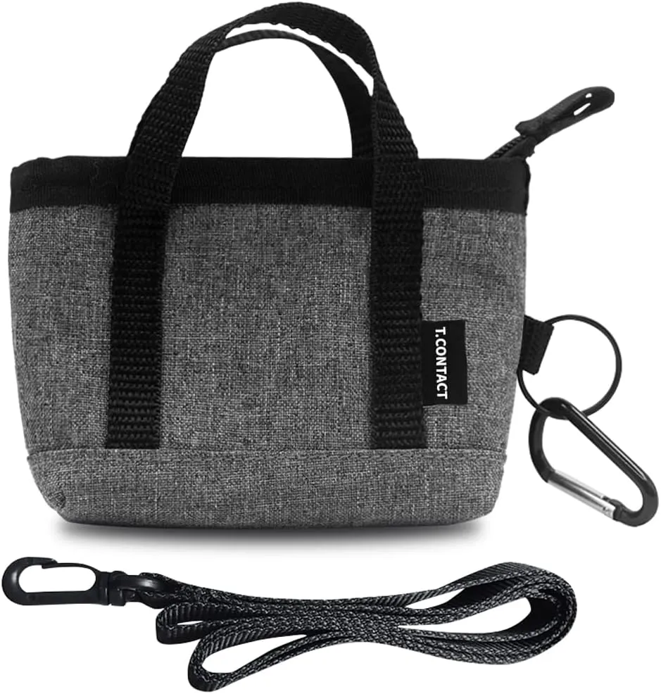 Waterproof Mini Tote Bag Organizer - Multi-Purpose Zippered Pouch for AirPods, Coins, Keys, Cosmetics | Portable Travel & Daily Use Accessory for Women/Men (5.1x3.9in with Lanyard) (Gray)