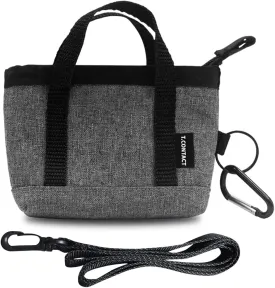 Waterproof Mini Tote Bag Organizer - Multi-Purpose Zippered Pouch for AirPods, Coins, Keys, Cosmetics | Portable Travel & Daily Use Accessory for Women/Men (5.1x3.9in with Lanyard) (Gray)