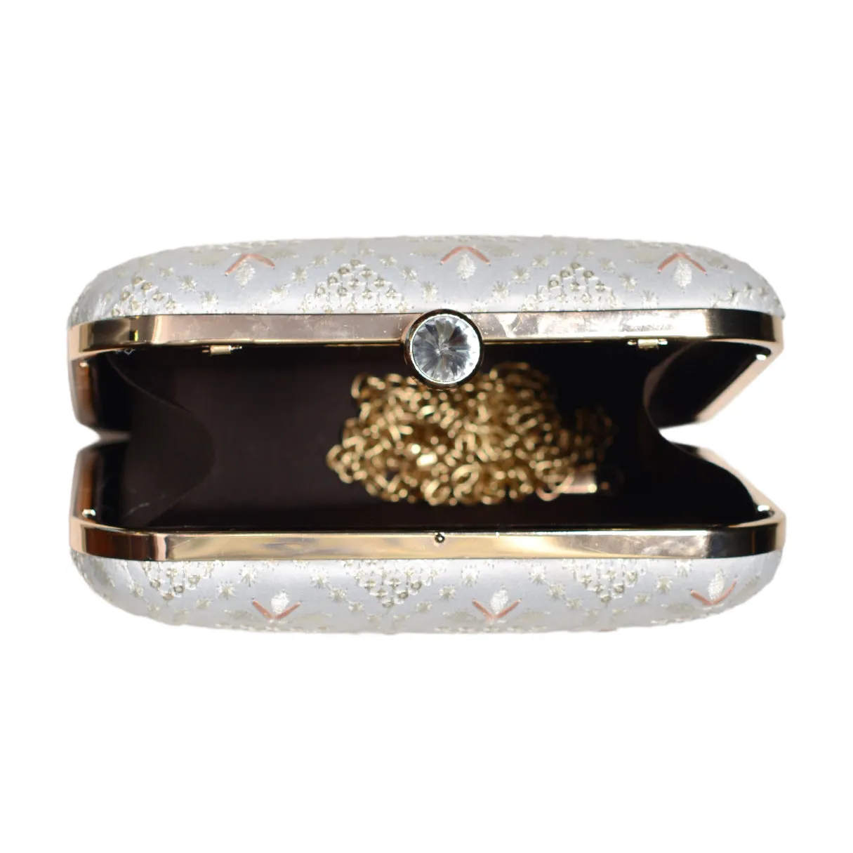 White Threadwork Embroidery Party Clutch