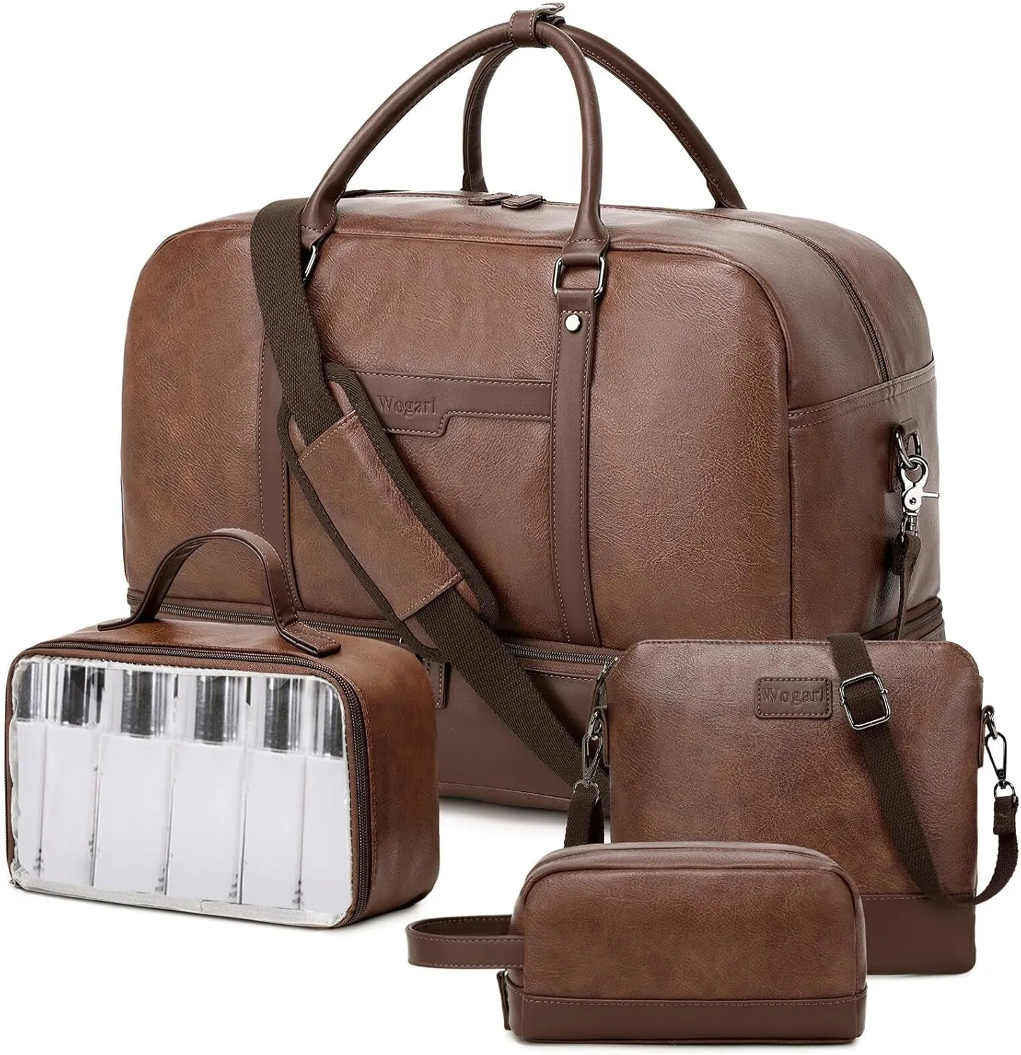 Wogarl Weekender Bag for Women Men Large Overnight Bag Travel Duffel Bag with Shoe Compartment Toiletry Satchel Bag Carry On Bag Fit 21" Laptop