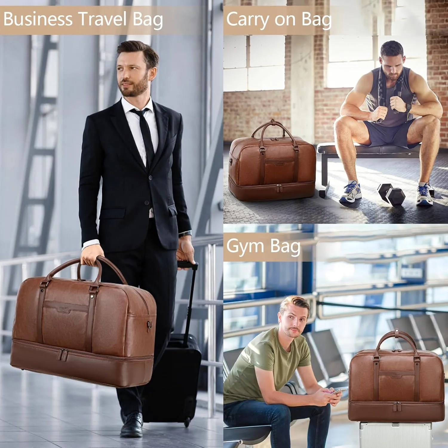 Wogarl Weekender Bag for Women Men Large Overnight Bag Travel Duffel Bag with Shoe Compartment Toiletry Satchel Bag Carry On Bag Fit 21" Laptop
