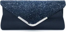 Women Envelope Clutch Bag Sequins Evening Bag Shiny Handbag with Detachable Chain Bridal Wedding Purse