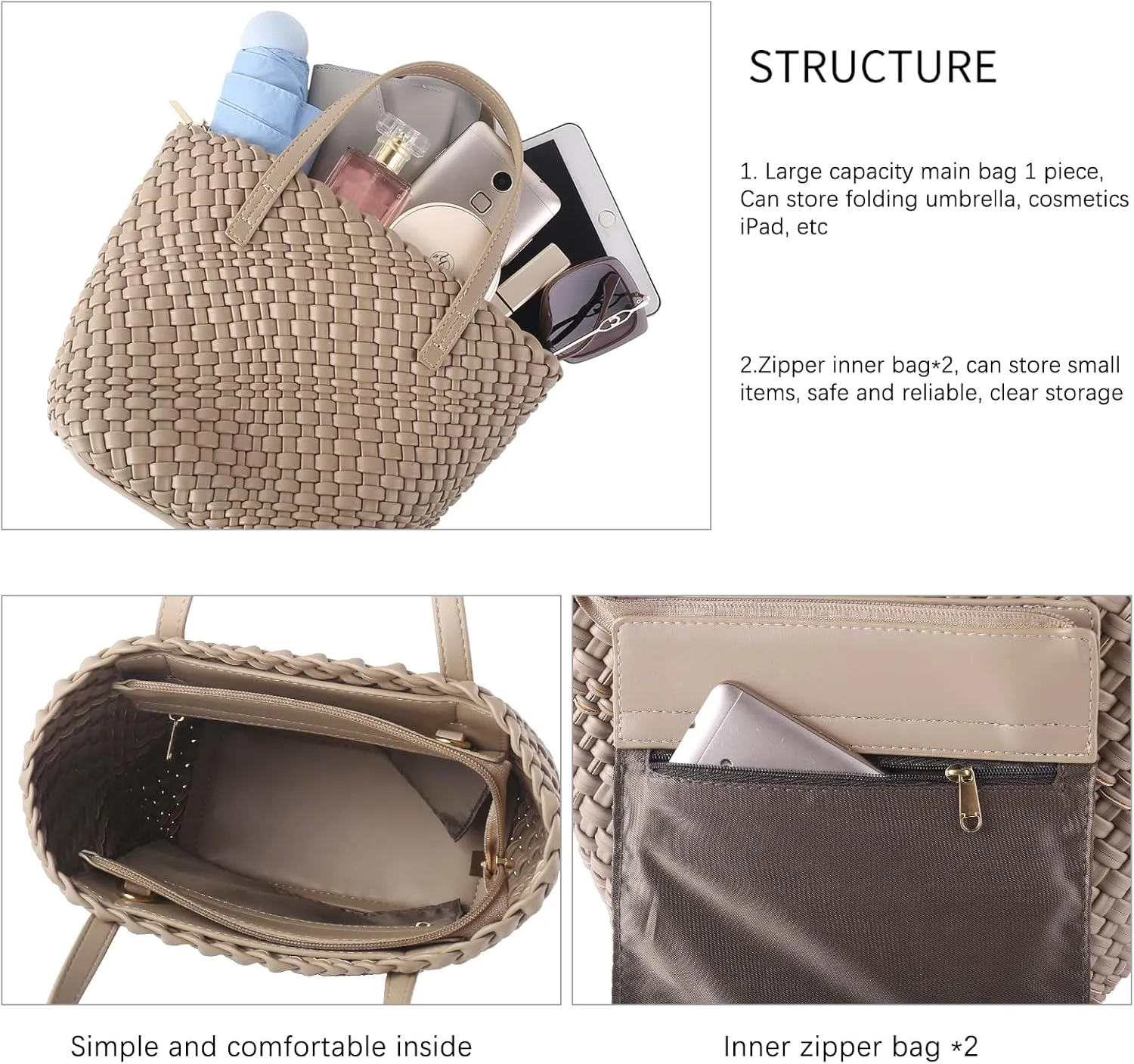 Woven Bags for Women Tote Hobo Shoulder Crossbody Bags PU Leather Handwoven Purse Summer Beach Travel Handbag
