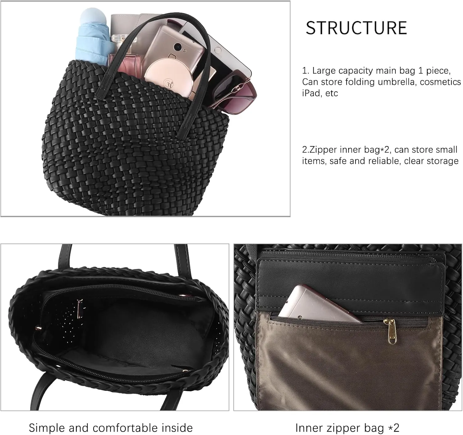 Woven Bags for Women Tote Hobo Shoulder Crossbody Bags PU Leather Handwoven Purse Summer Beach Travel Handbag
