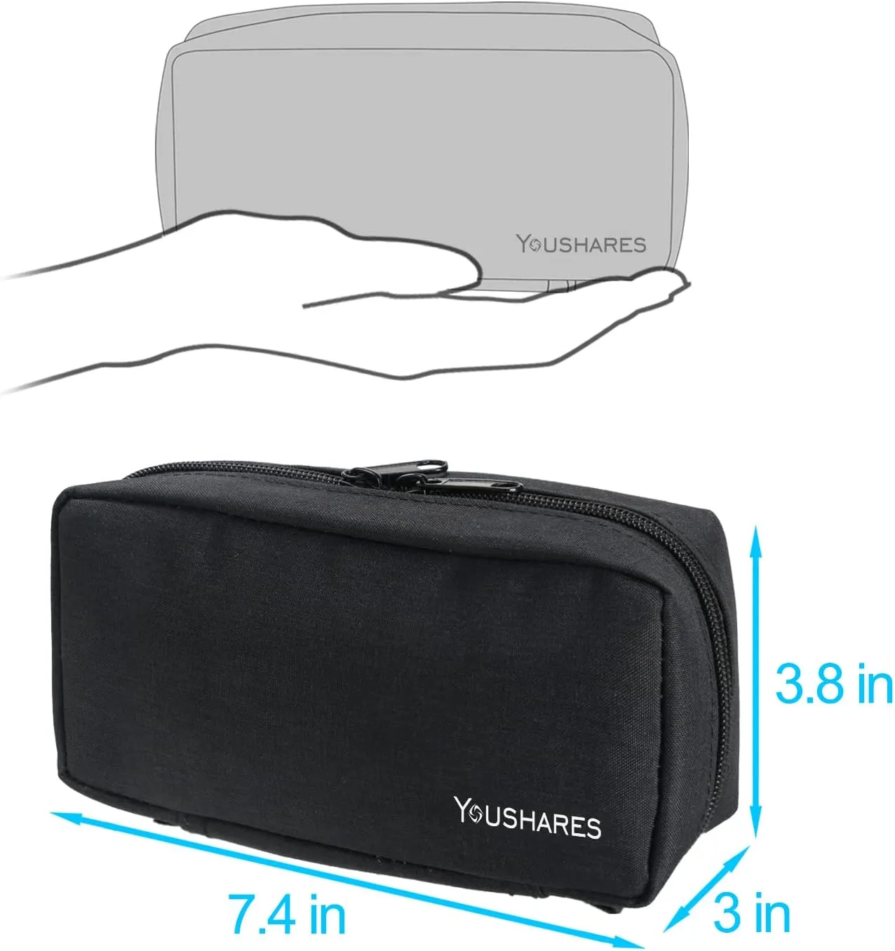 YOUSHARES Portable Insulin Travel Case - Medication Diabetic Supplies Organizer Medical Bag (Black)