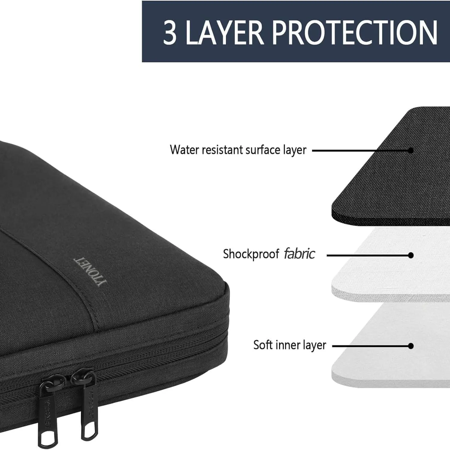 Ytonet Laptop Sleeve Case 17 17.3 Inch, Water Resistant Laptop Cover TSA Travel Business Computer Carrying Bag with Handle, Compatible with HP Dell Lenovo Asus Chromebook Notebooks, Black