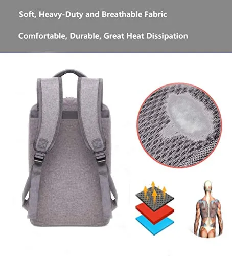 ZIXER Slim Water Resistant Lightweight School Student Laptop Backpack Messenger Bag Fits 15'' Laptop (Grey)